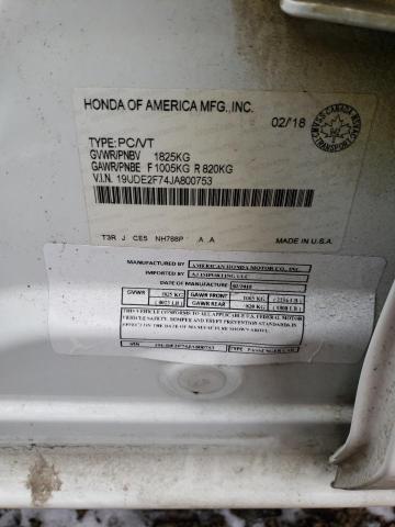 19UDE2F74JA800753 - 2018 ACURA ILX PREMIUM TECH WHITE photo 12