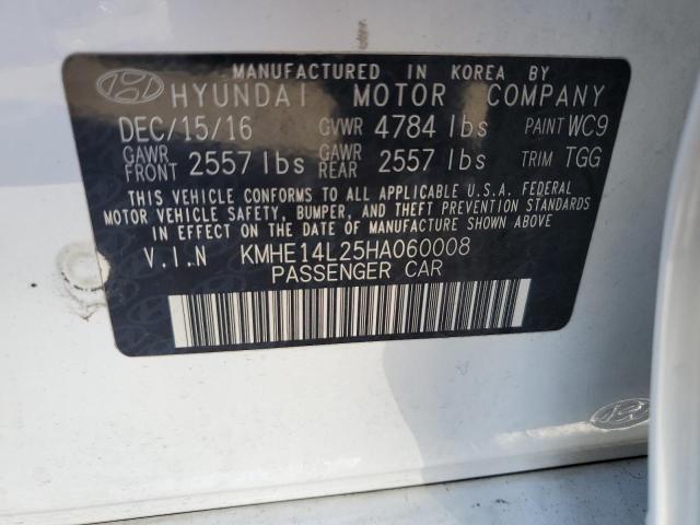 KMHE14L25HA060008 - 2017 HYUNDAI SONATA PLUG-IN HYBRID WHITE photo 12