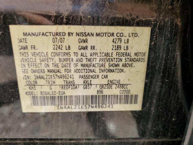 1N4AL21E57N496241 - 2007 NISSAN ALTIMA 2.5 BLACK photo 12