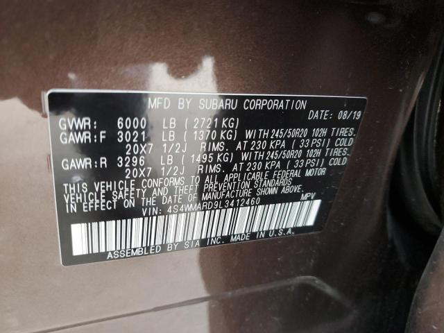 4S4WMARD9L3412460 - 2020 SUBARU ASCENT TOURING BROWN photo 14