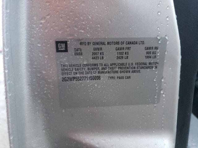 2G2WP552771150008 - 2007 PONTIAC GRAND PRIX 银色 照片 12