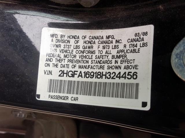 2HGFA16918H324456 - 2008 HONDA CIVIC EXL  照片 10