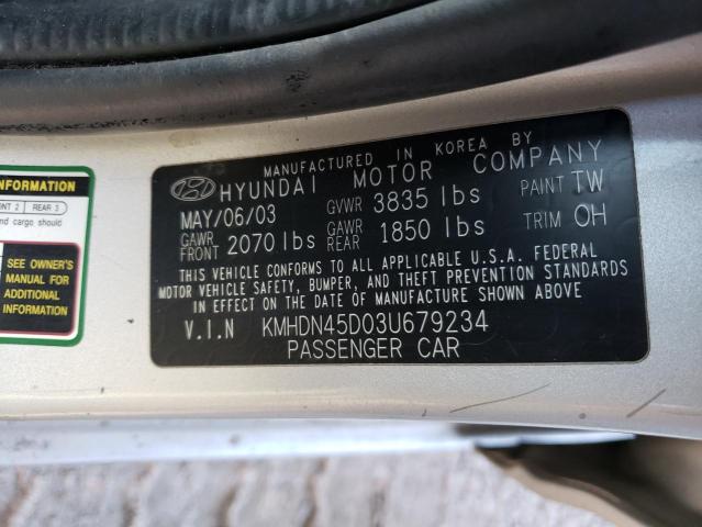 KMHDN45D03U679234 - 2003 HYUNDAI ELANTRA GLS SILVER photo 12