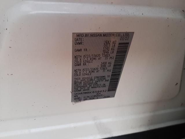 5N1AR2MM8DC659432 - 2013 NISSAN PATHFINDER S 白色 照片 13