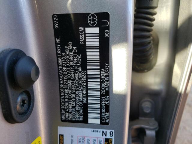 NMTKHMBX9LR116560 - 2020 TOYOTA C-HR XLE SILVER photo 12