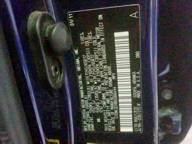 5TDBK3EH8BS066444 - 2011 TOYOTA HIGHLANDER BASE  фото 10