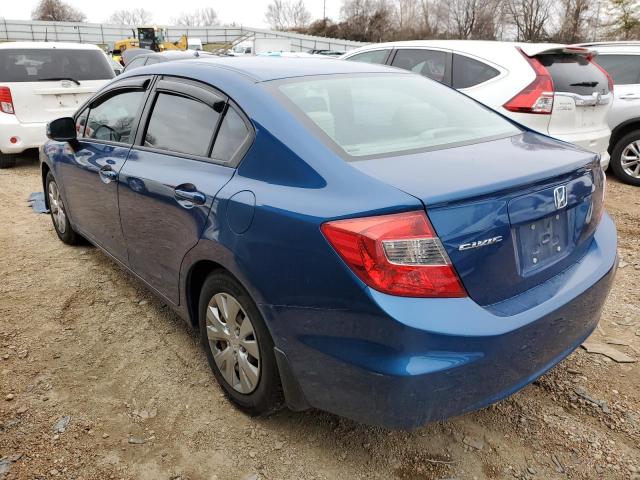 19XFB2F50CE075053 - 2012 HONDA CIVIC LX BLUE photo 2