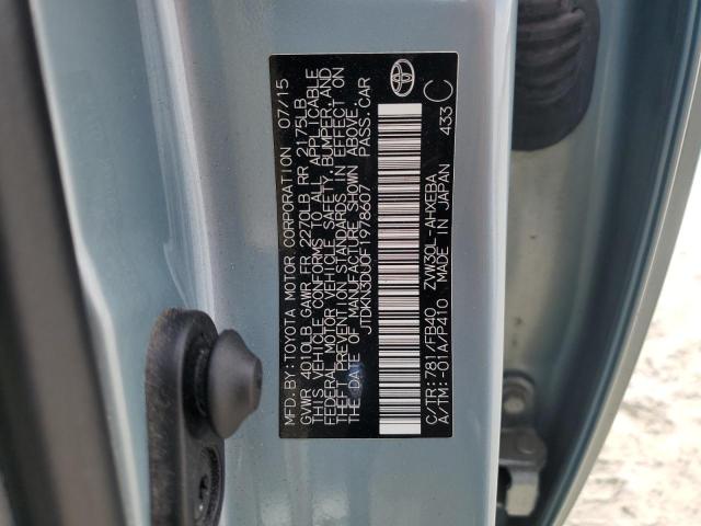 JTDKN3DU0F1978607 - 2015 TOYOTA PRIUS TURQUOISE photo 12