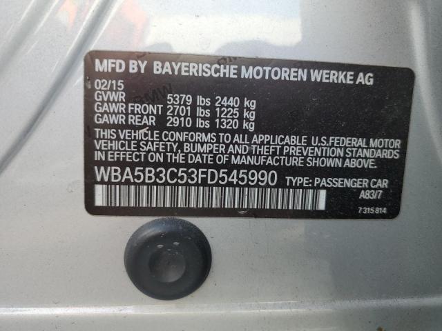 WBA5B3C53FD545990 - 2015 BMW 535 XI SILVER photo 12