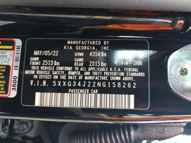 5XXG34J22NG158262 - 2022 KIA K5 EX BLACK photo 13