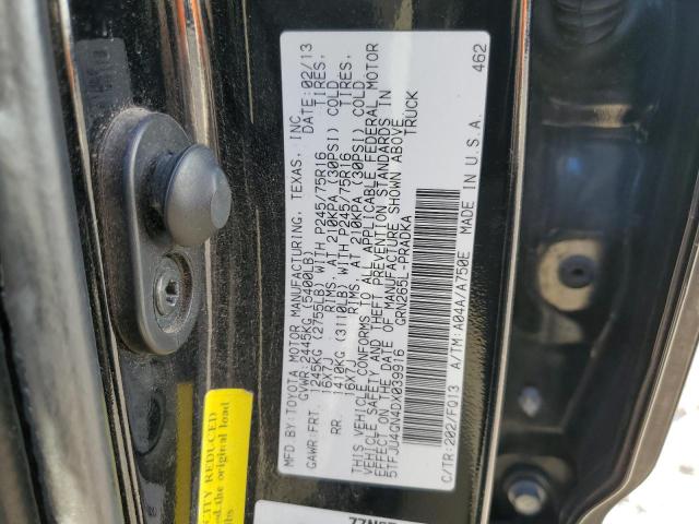 5TFJU4GN4DX039916 - 2013 TOYOTA TACOMA DOUBLE CAB PRERUNNER BLACK photo 12