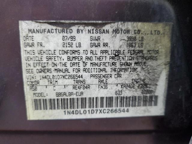 1N4DL01D7XC266544 - 1999 NISSAN ALTIMA XE PURPLE photo 13