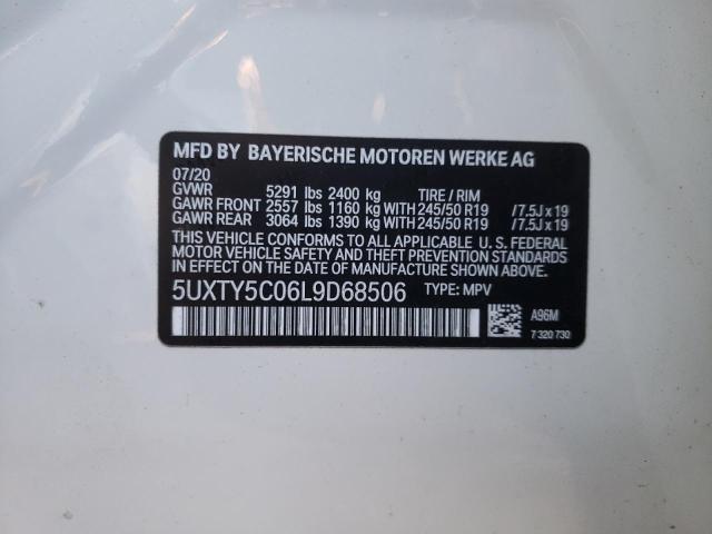 5UXTY5C06L9D68506 - 2020 BMW X3 XDRIVE30I WHITE photo 13