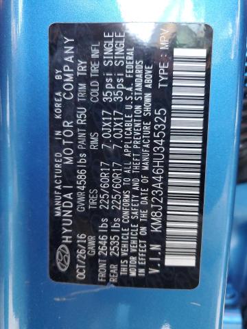 KM8J23A46HU345325 - 2017 HYUNDAI TUCSON SE BLUE photo 13