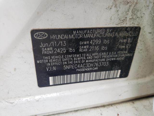 5NPEC4AC3DH763703 - 2013 HYUNDAI SONATA SE WHITE photo 12