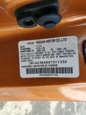 JN1AZ36A84T011332 - 2004 NISSAN 350Z ROADSTER ORANGE photo 12