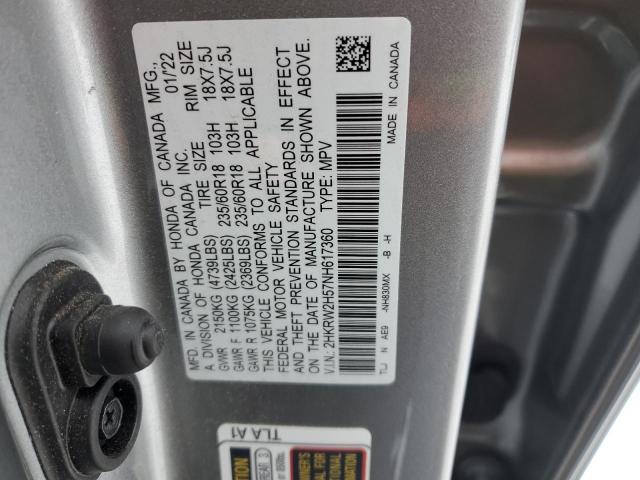 2HKRW2H57NH617360 - 2022 HONDA CR-V EX SILVER photo 14