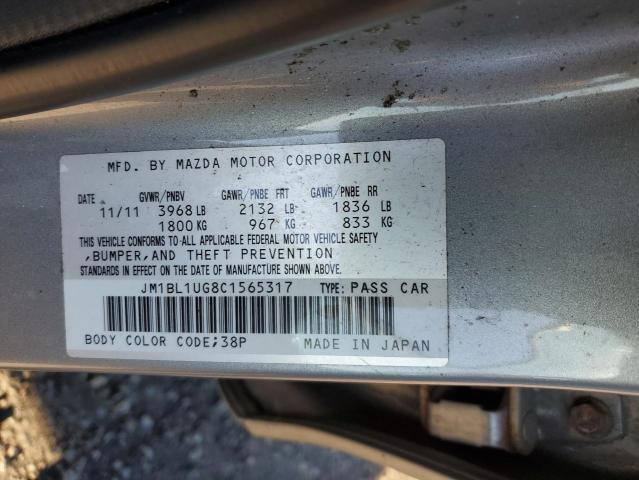 JM1BL1UG8C1565317 - 2012 MAZDA 3 I SILVER photo 12