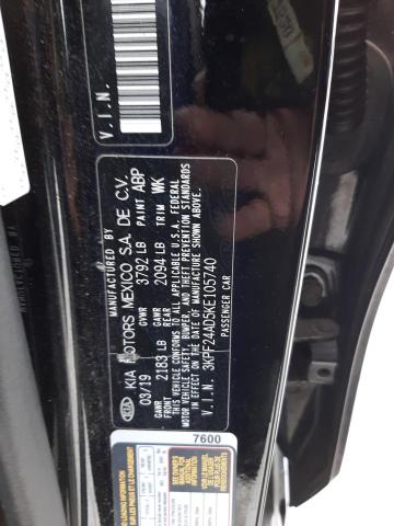 3KPF24AD5KE105740 - 2019 KIA FORTE FE BLACK photo 12