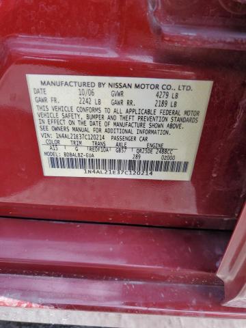 1N4AL21E37C120214 - 2007 NISSAN ALTIMA 2.5 RED photo 12