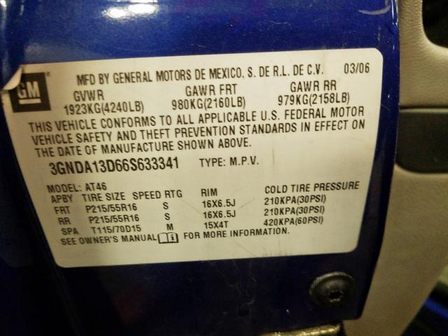 3GNDA13D66S633341 - 2006 CHEVROLET HHR LS  照片 10