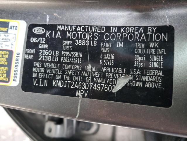 KNDJT2A63D7497603 - 2013 KIA SOUL + GRAY photo 13