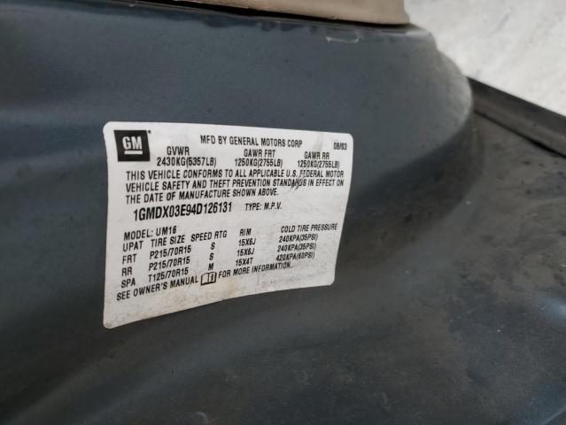 1GMDX03E94D126131 - 2004 PONTIAC MONTANA BLUE photo 13