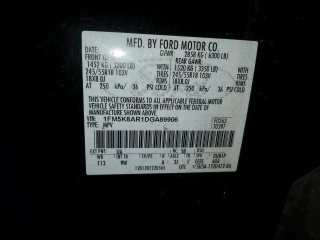 1FM5K8AR1DGA89906 - 2013 FORD EXPLORER POLICE INTERCEPTOR  photo 10