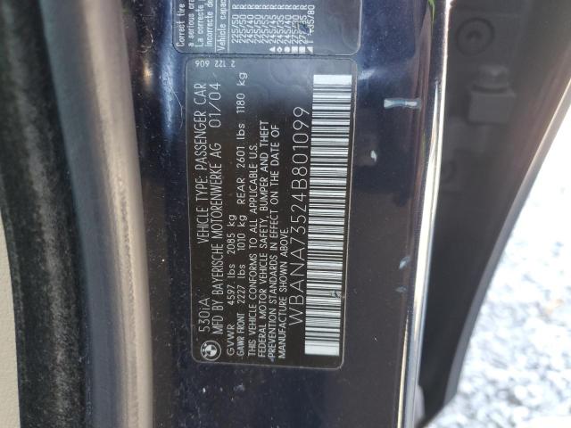 WBANA73524B801099 - 2004 BMW 530 I BLUE photo 12