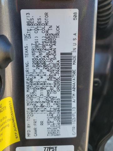 5TFJU4GN6DX048553 - 2013 TOYOTA TACOMA DOUBLE CAB PRERUNNER CHARCOAL photo 12