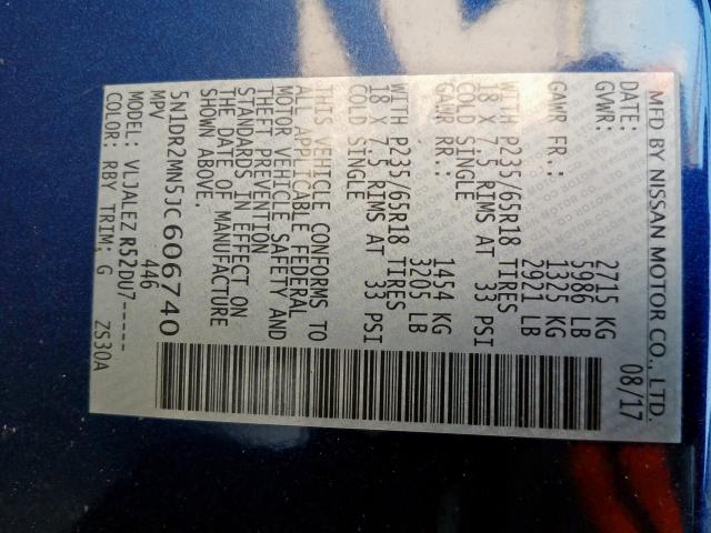 5N1DR2MN5JC606740 - 2018 NISSAN PATHFINDER S  photo 10