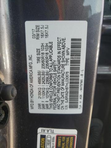 5J6RW2H87HL030676 - 2017 HONDA CR-V EXL GRAY photo 13