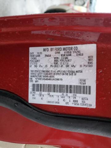 1FMEU64846UA39619 - 2006 FORD EXPLORER EDDIE BAUER RED photo 12