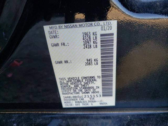 1N4BL4BV1LC215153 - 2020 NISSAN ALTIMA S BLACK photo 12