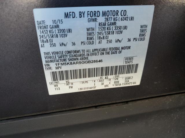 1FM5K8AR5GGB28646 - 2016 FORD EXPLORER POLICE INTERCEPTOR Grafit foto 13