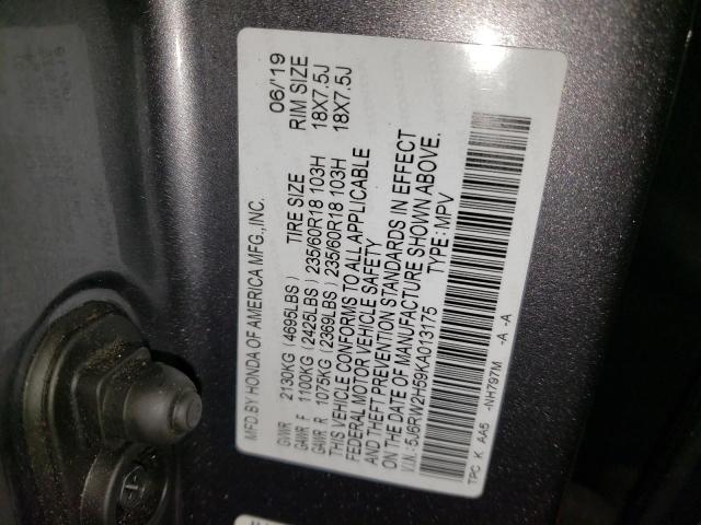 5J6RW2H59KA013175 - 2019 HONDA CR-V EX CHARCOAL photo 14