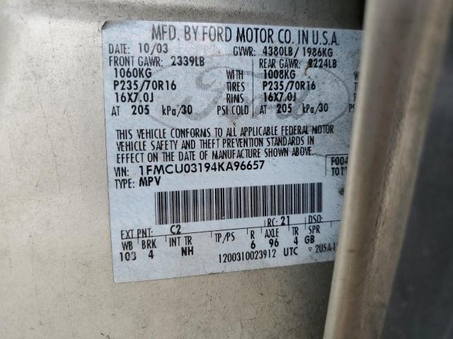 1FMCU03194KA96657 - 2004 FORD ESCAPE XLT BEIGE photo 13