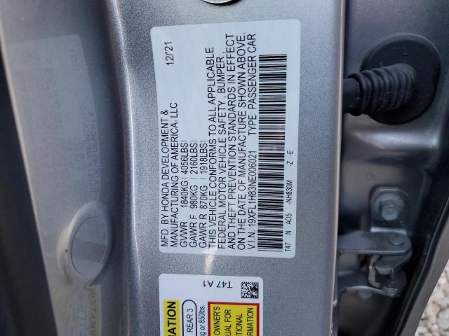 19XFL1H83NE006021 - 2022 HONDA CIVIC SPORT TOURING SILVER photo 12