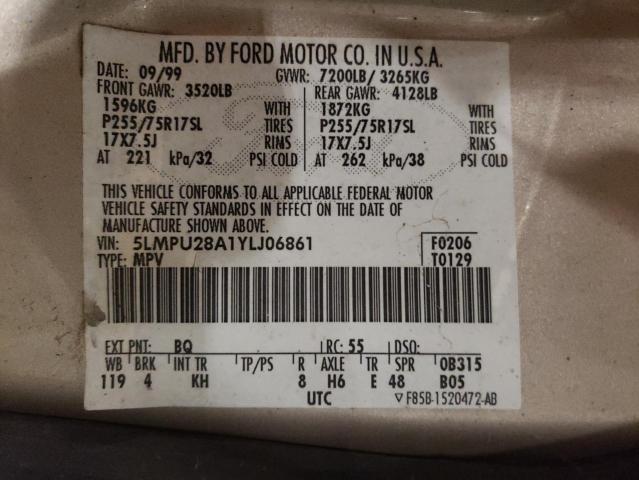 5LMPU28A1YLJ06861 - 2000 LINCOLN NAVIGATOR თაფლისფერი ფოტო 13