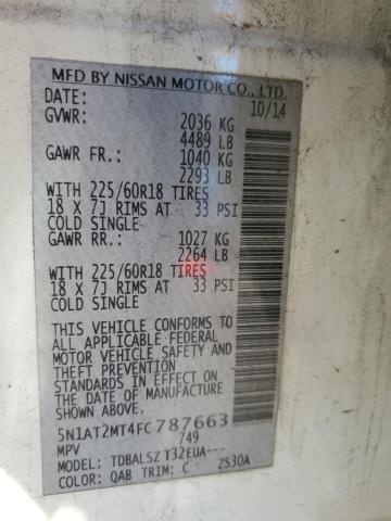 5N1AT2MT4FC787663 - 2015 NISSAN ROGUE S WHITE photo 12