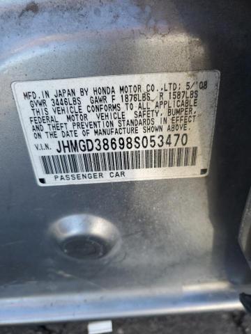 JHMGD38698S053470 - 2008 HONDA FIT SPORT GRAY photo 13