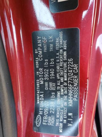 KMHHN66F77U247226 - 2007 HYUNDAI TIBURON GT RED photo 12