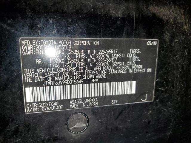 JTMBF33V99D015649 - 2009 TOYOTA RAV4 BLACK photo 14