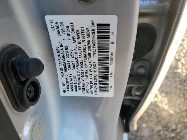 2HGFB2F90FH533025 - 2015 HONDA CIVIC EXL ვერცხლისფერი ფოტო 12