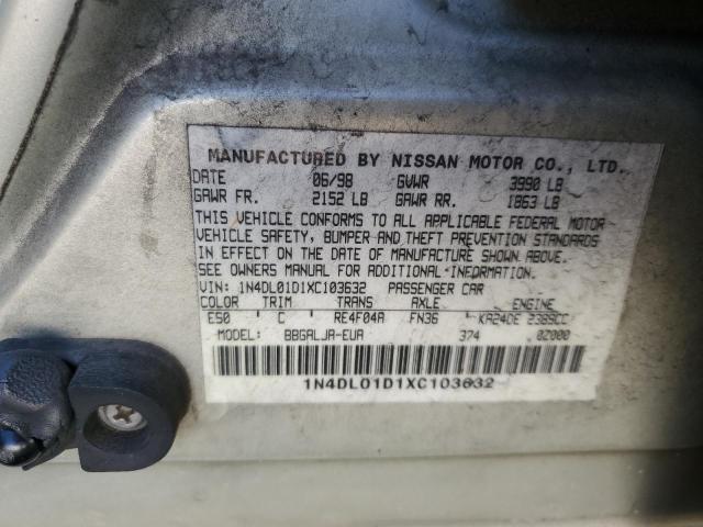 1N4DL01D1XC103632 - 1999 NISSAN ALTIMA XE BEIGE photo 12