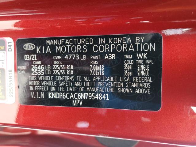 KNDP6CAC6N7954841 - 2022 KIA SPORTAGE S BURGUNDY photo 14