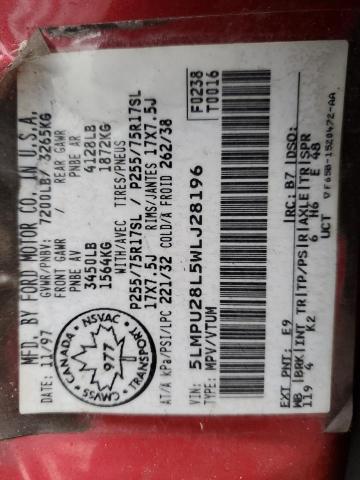 5LMPU28L5WLJ28196 - 1998 LINCOLN NAVIGATOR წითელი ფოტო 13