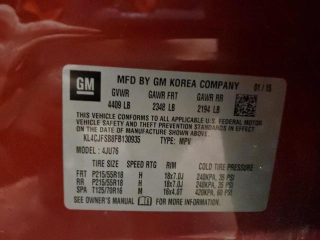 KL4CJFSB8FB130935 - 2015 BUICK ENCORE CONVENIENCE 红色 照片 14