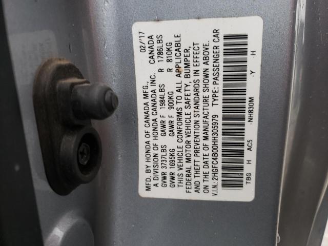 2HGFC4B00HH305979 - 2017 HONDA CIVIC LX SILVER photo 12