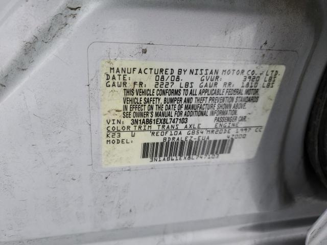 3N1AB61EX8L747103 - 2008 NISSAN SENTRA 2.0 SILVER photo 13